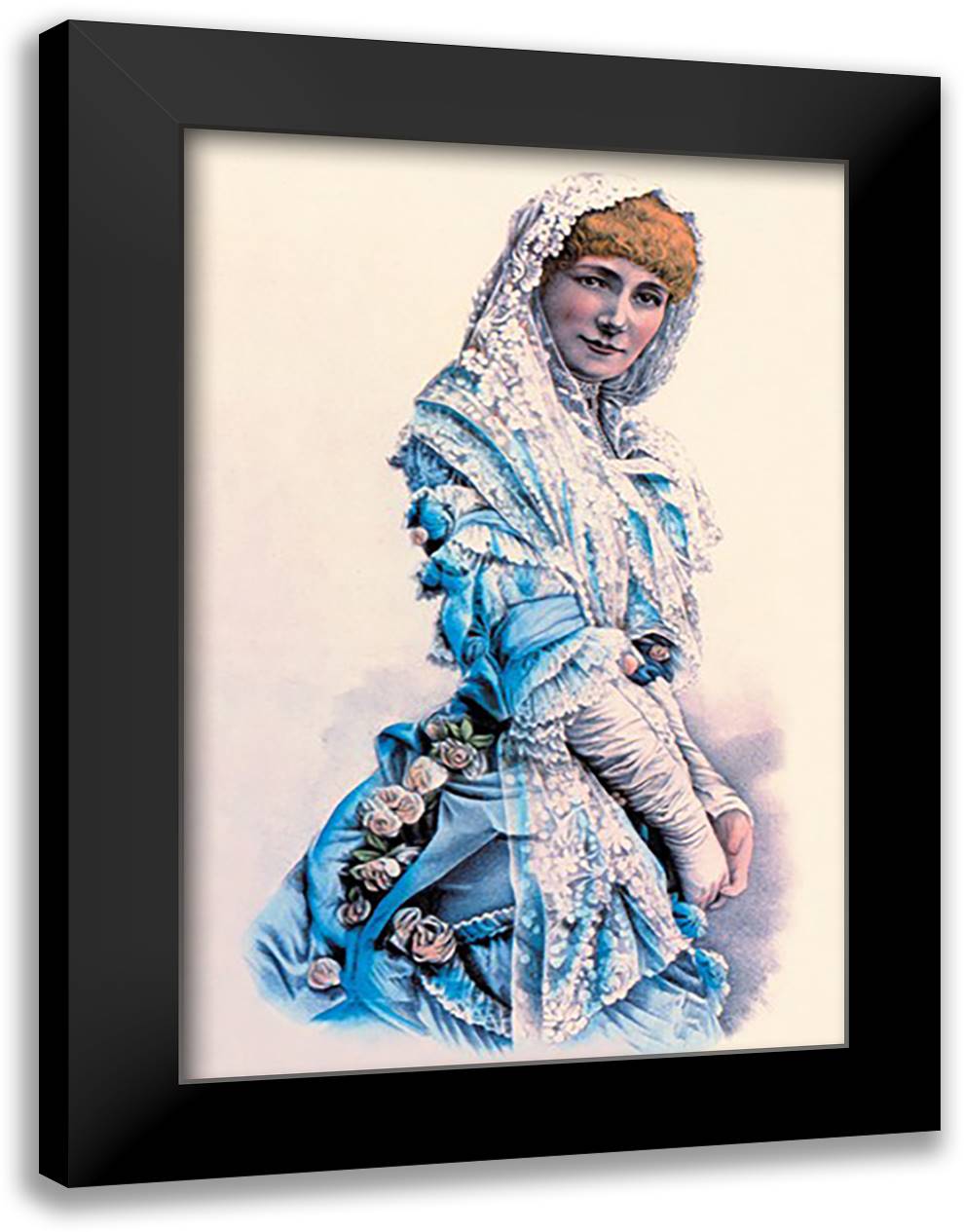 Sarah Bernhardt 16x22 Black Modern Wood Framed Art Print Poster by Currier, Nathaniel