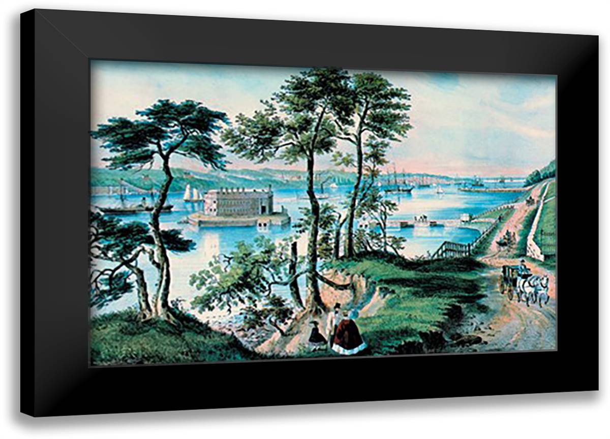 Staten Island 22x16 Black Modern Wood Framed Art Print Poster by Currier, Nathaniel