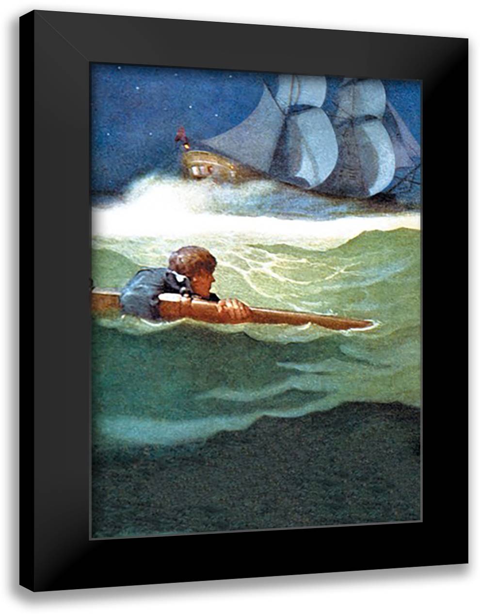 Wreck of the Covenant 16x22 Black Modern Wood Framed Art Print Poster by Wyeth, Newell Convers