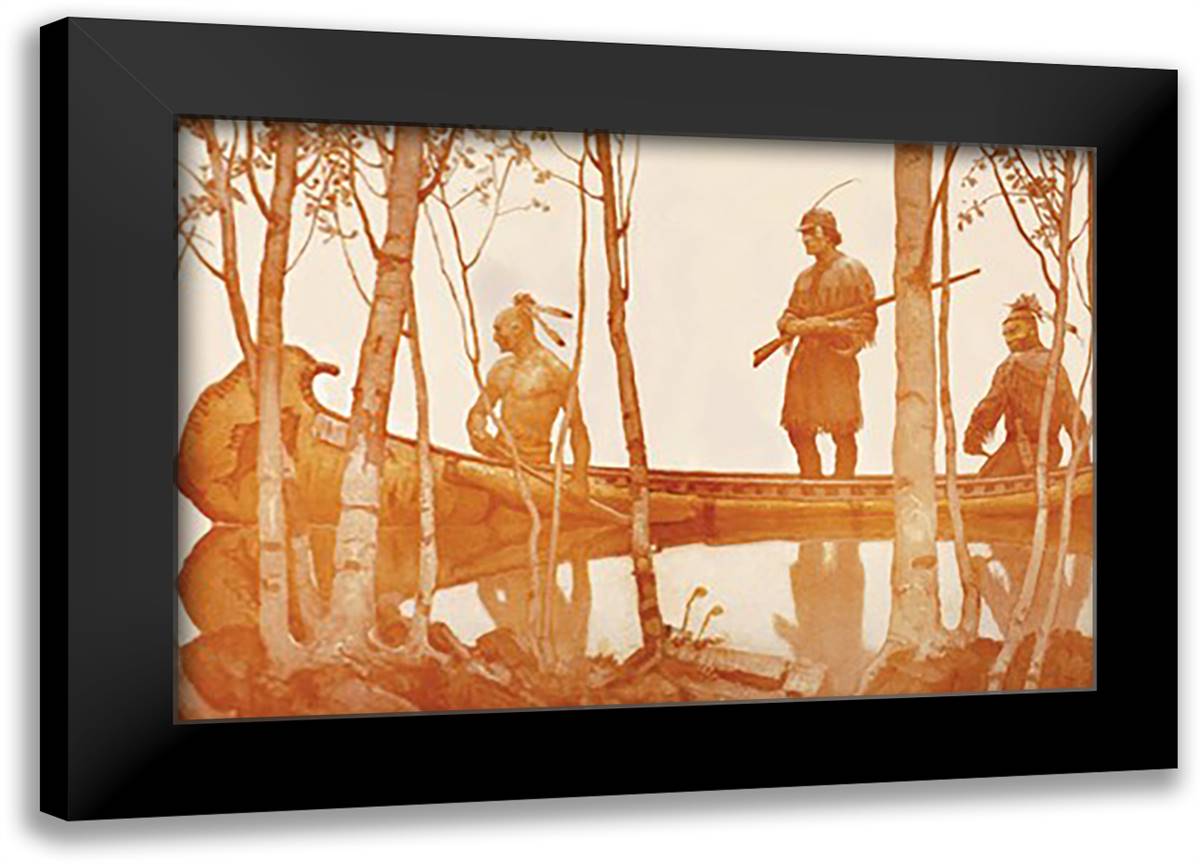 Mohicans 22x16 Black Modern Wood Framed Art Print Poster by Wyeth, Newell Convers
