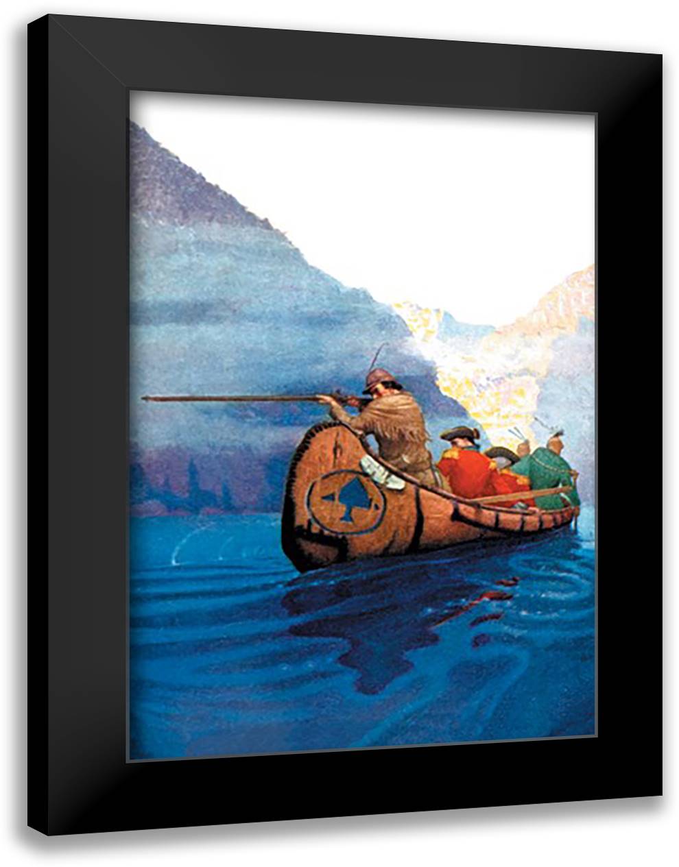 Race Across the Lake 16x22 Black Modern Wood Framed Art Print Poster by Wyeth, Newell Convers
