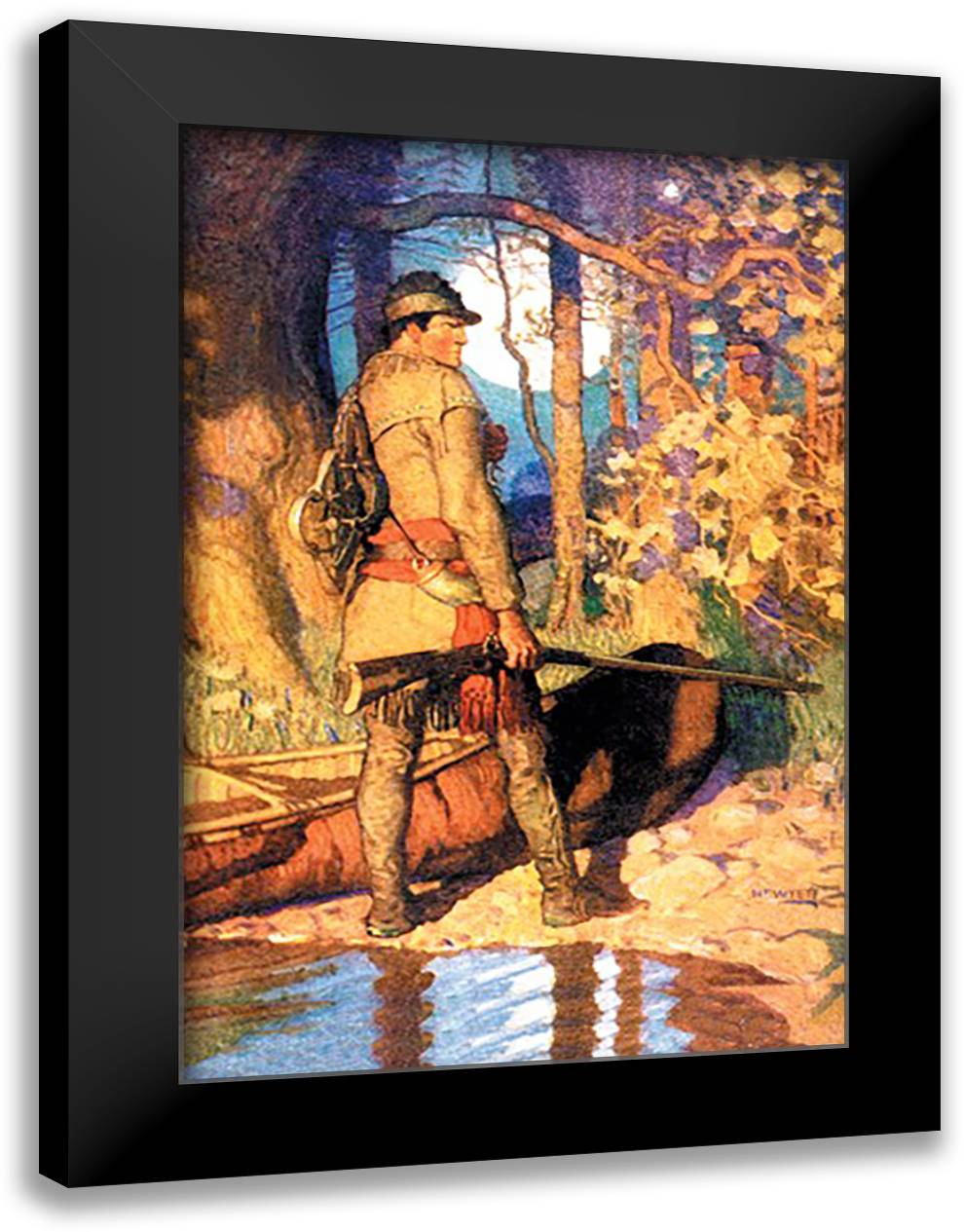 Hawkeye 16x22 Black Modern Wood Framed Art Print Poster by Wyeth, Newell Convers