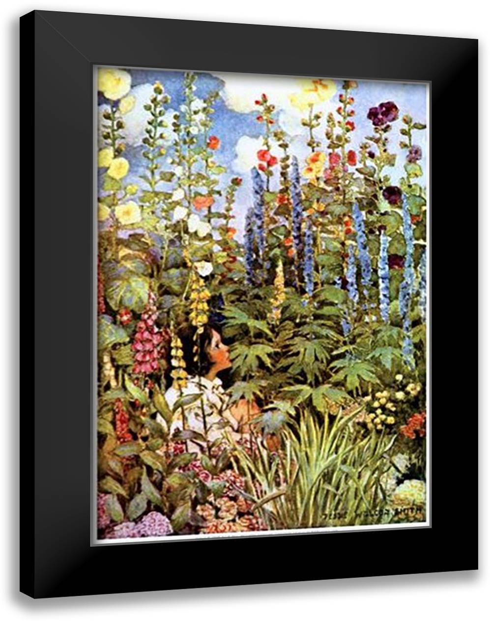 Flowers 16x22 Black Modern Wood Framed Art Print Poster by Smith, Jessie Wilcox