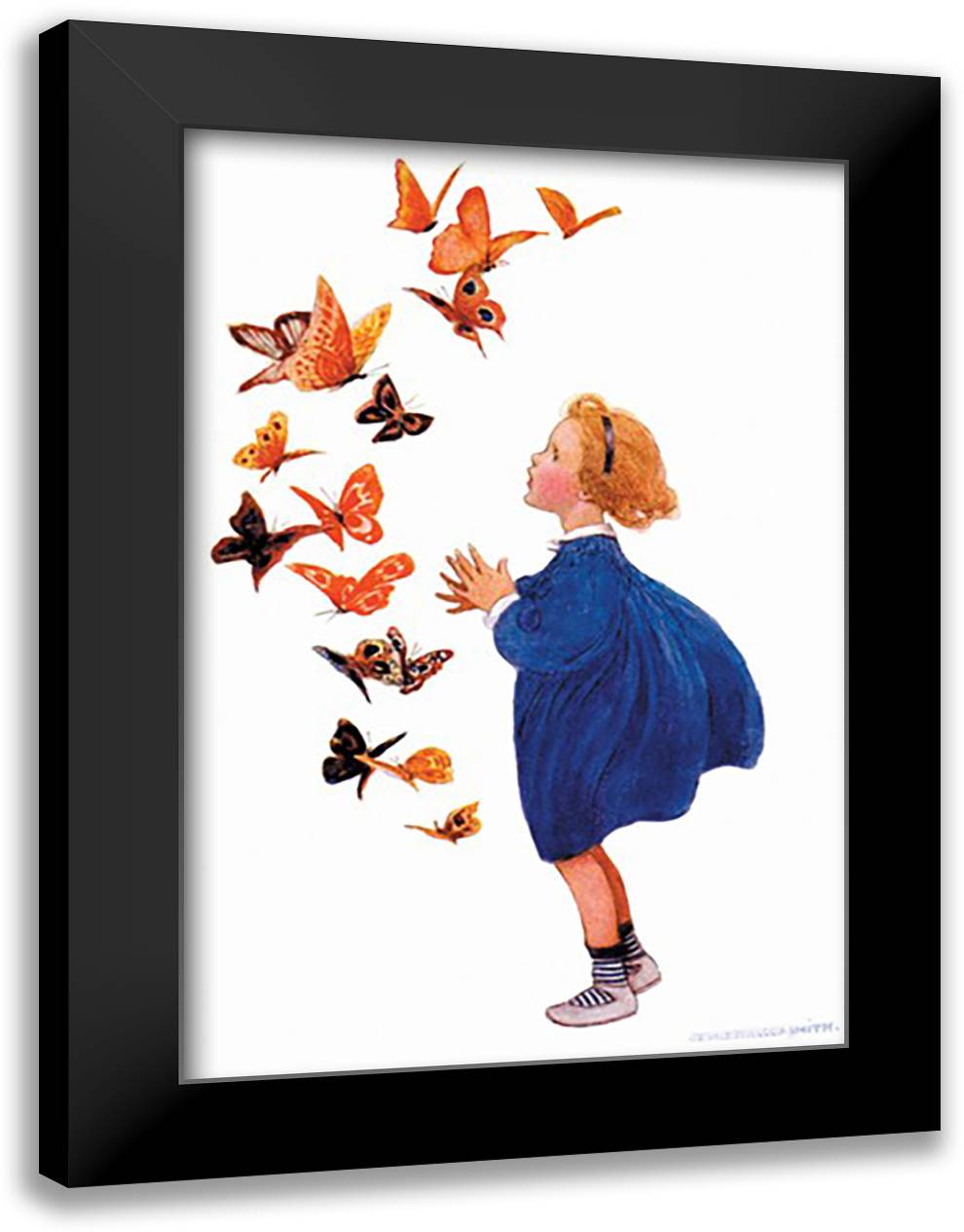 Butterflies 16x22 Black Modern Wood Framed Art Print Poster by Smith, Jessie Wilcox