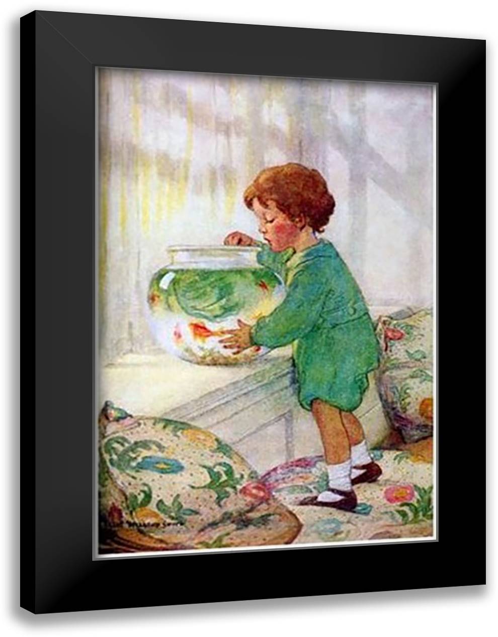 Goldfish 16x22 Black Modern Wood Framed Art Print Poster by Smith, Jessie Wilcox