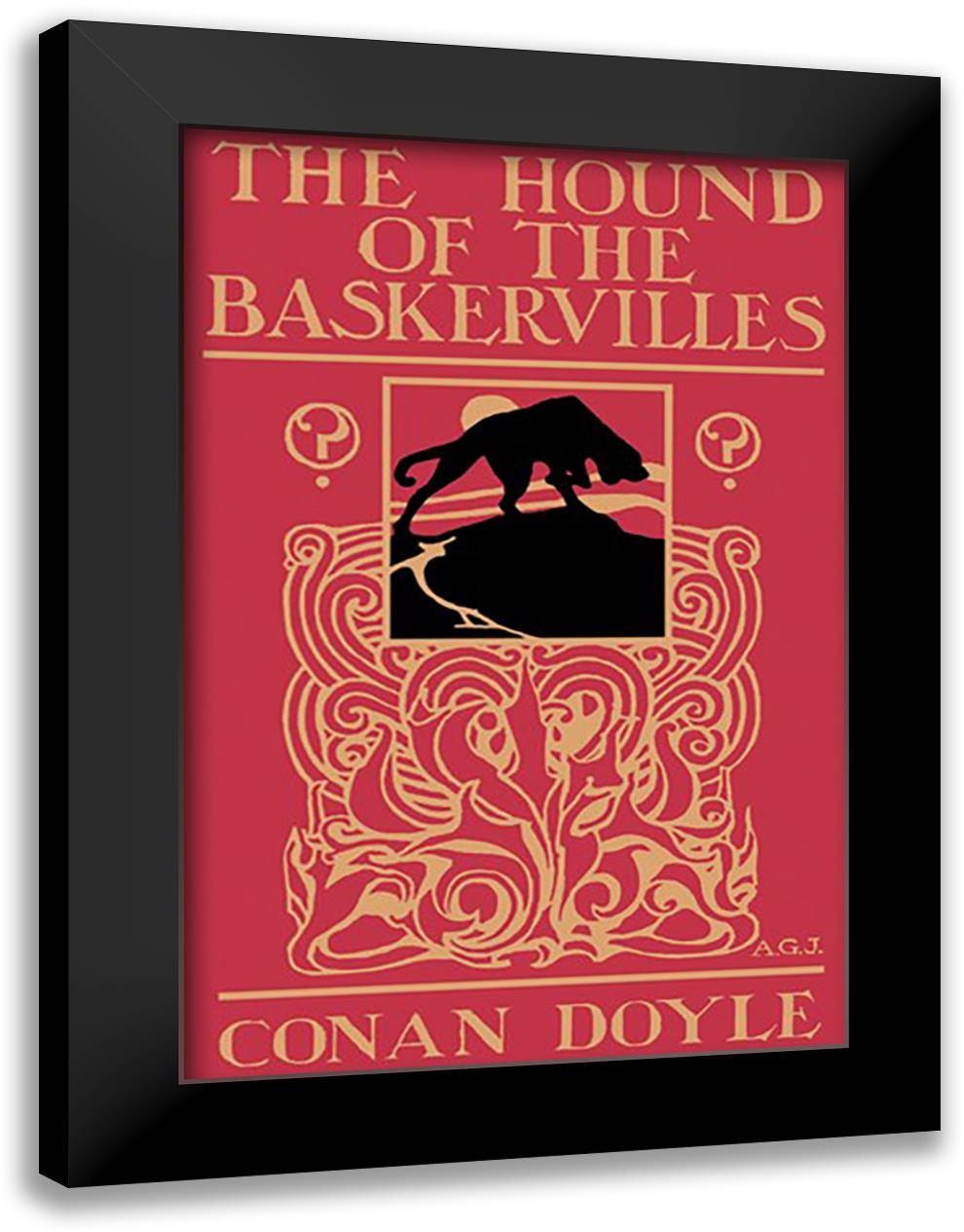 Hound of the Baskervilles #3 (book cover) 16x22 Black Modern Wood Framed Art Print Poster