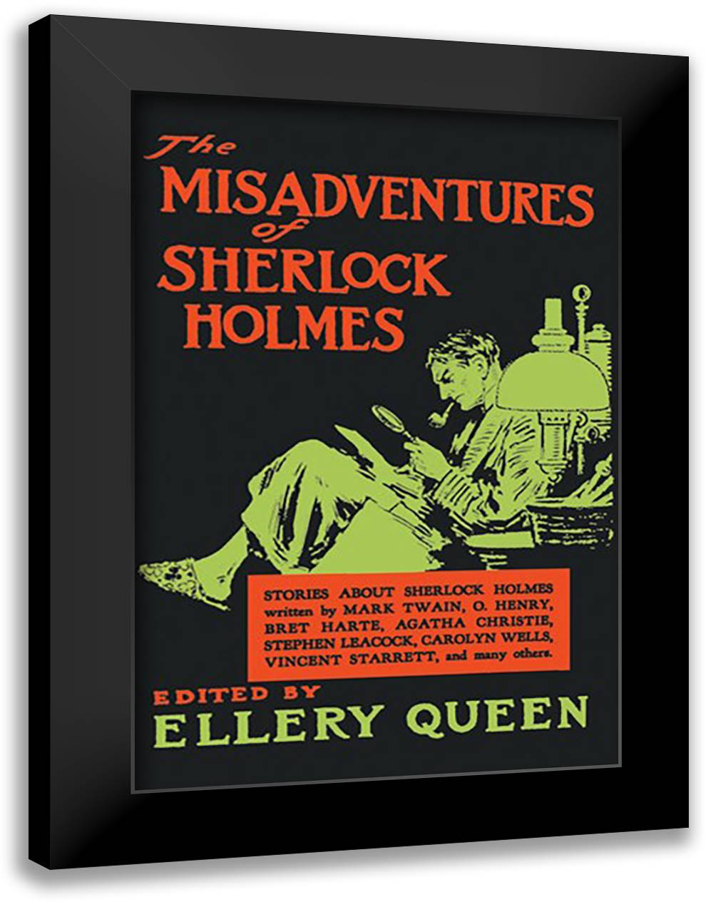 Misadventures of Sherlock Holmes (book cover) 16x22 Black Modern Wood Framed Art Print Poster by Lund, Aage