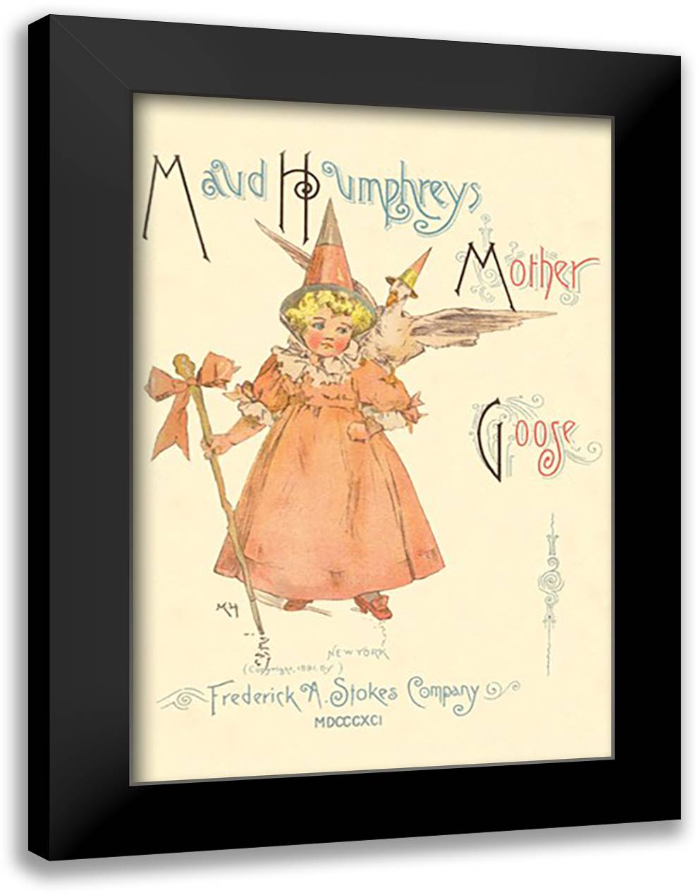 Maud Humphrey's Mother Goose (book cover) 16x22 Black Modern Wood Framed Art Print Poster by Humphrey, Maud