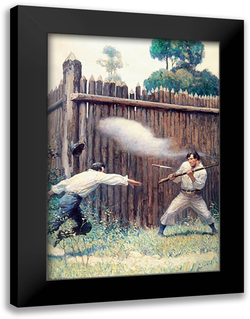 Mysterious Island 16x22 Black Modern Wood Framed Art Print Poster by Wyeth, Newell Convers