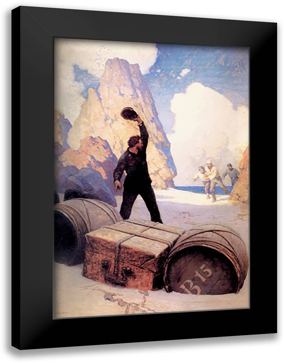 Discovery of the Chest 16x22 Black Modern Wood Framed Art Print Poster by Wyeth, Newell Convers