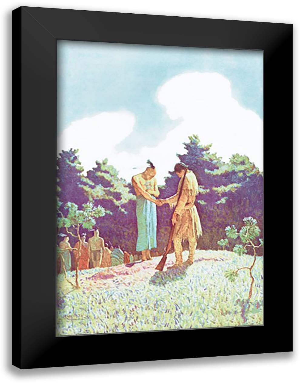 Burial of Uncas 16x22 Black Modern Wood Framed Art Print Poster by Wyeth, Newell Convers