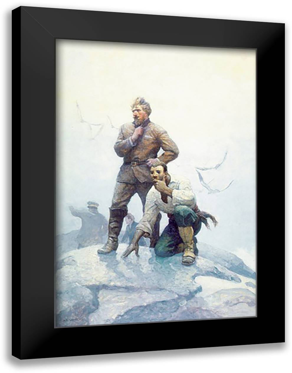 Castaways Await 16x22 Black Modern Wood Framed Art Print Poster by Wyeth, Newell Convers
