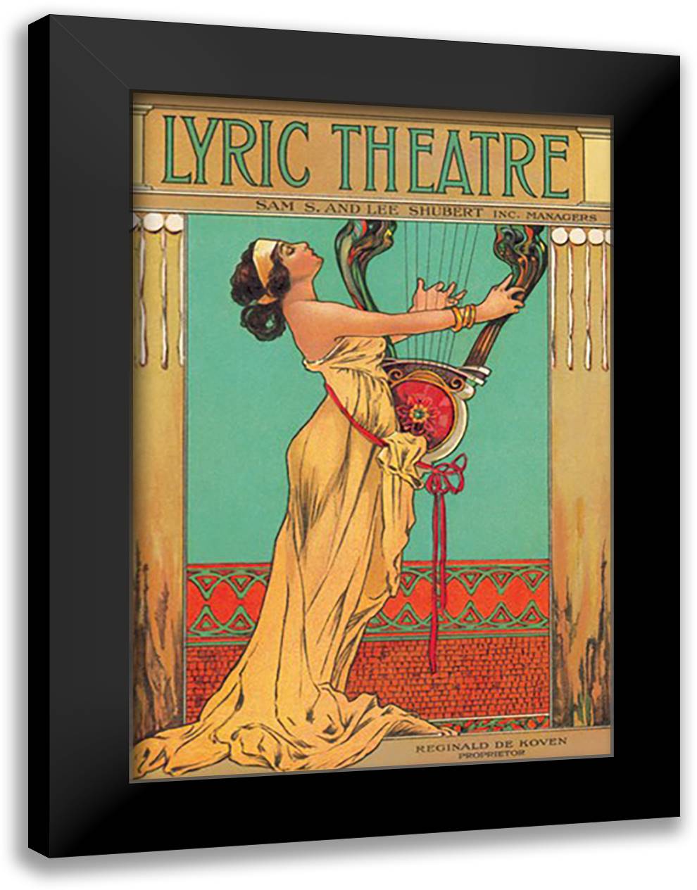 Lyric Theater 16x22 Black Modern Wood Framed Art Print Poster
