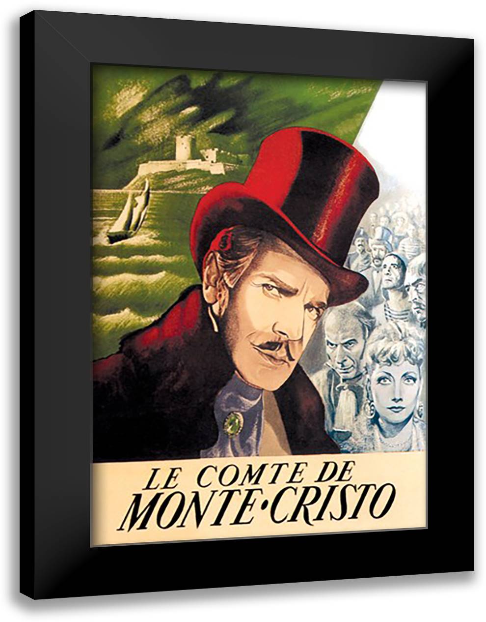 Count of Monte Cristo 16x22 Black Modern Wood Framed Art Print Poster by Arnstam