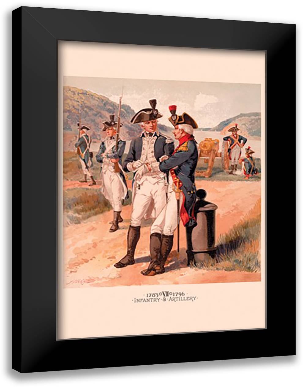 Infantry and Artillery 16x22 Black Modern Wood Framed Art Print Poster by Ogden, H. A.