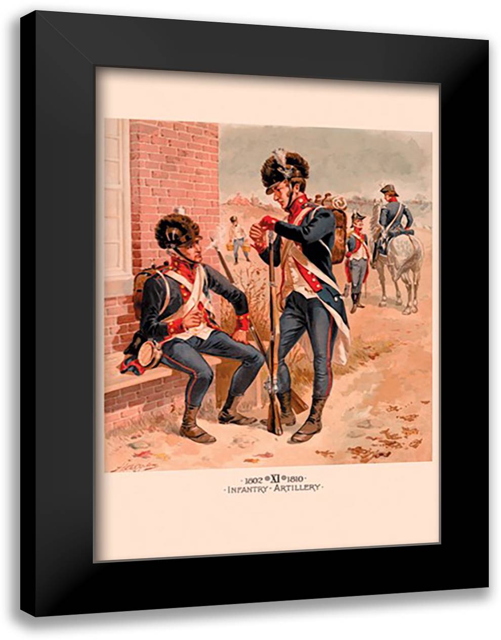 1802-1810 Infantry and Artillery 16x22 Black Modern Wood Framed Art Print Poster by Ogden, H. A.