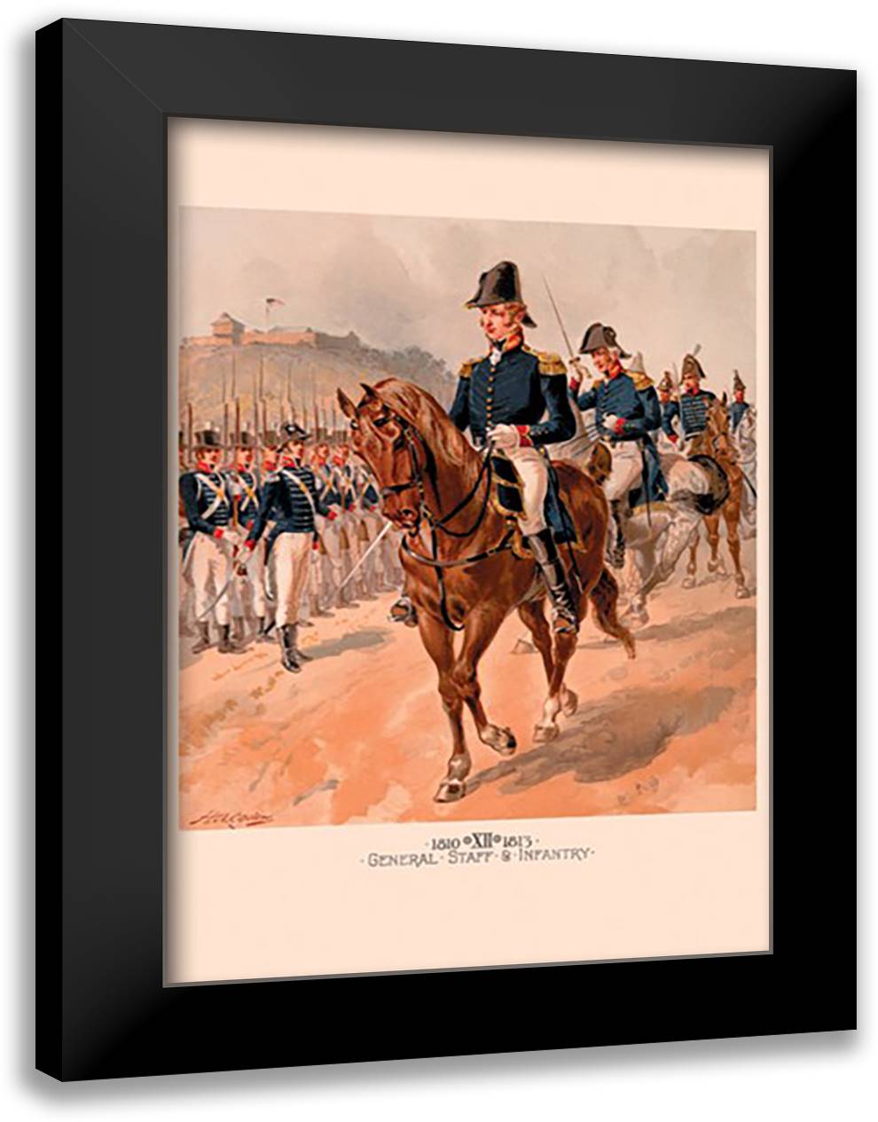 General Staff and Infantry 16x22 Black Modern Wood Framed Art Print Poster by Ogden, H. A.