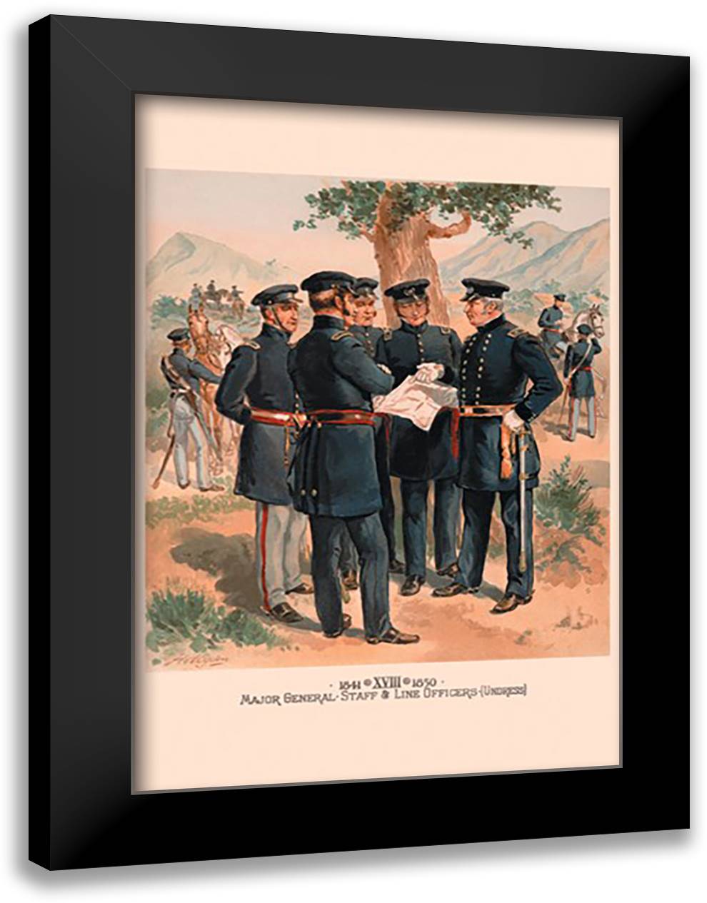Major General, Staff and Line Officers #1 16x22 Black Modern Wood Framed Art Print Poster by Ogden, H. A.