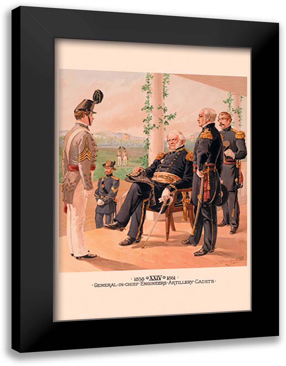 General in Chief, Engineers, Artillery and Cadets 16x22 Black Modern Wood Framed Art Print Poster by Ogden, H. A.