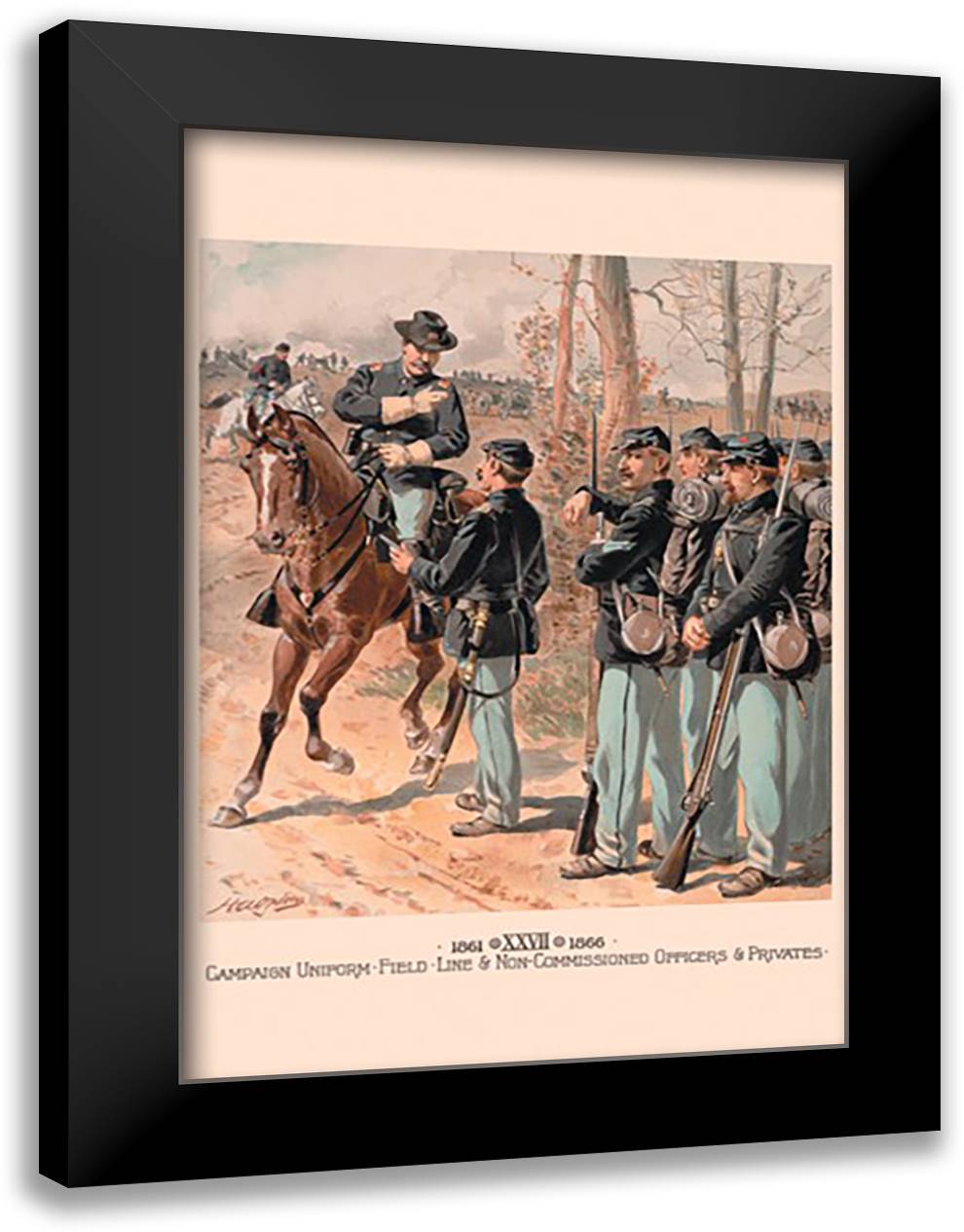 Campaign Uniform, Field, Line & Non-Commissioned Officers & Privates 16x22 Black Modern Wood Framed Art Print Poster by Ogden, H. A.