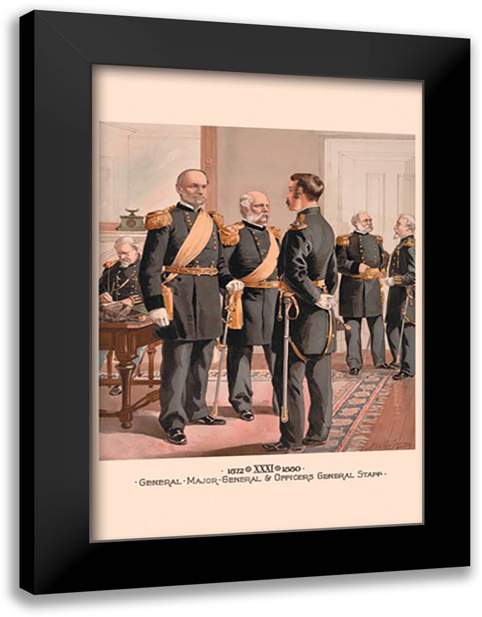 General, Major-General & Officers General Staff 16x22 Black Modern Wood Framed Art Print Poster by Ogden, H. A.