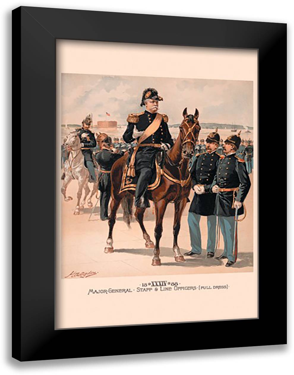 Major General, Staff & Line Officers (Full Dress) 16x22 Black Modern Wood Framed Art Print Poster by Ogden, H. A.