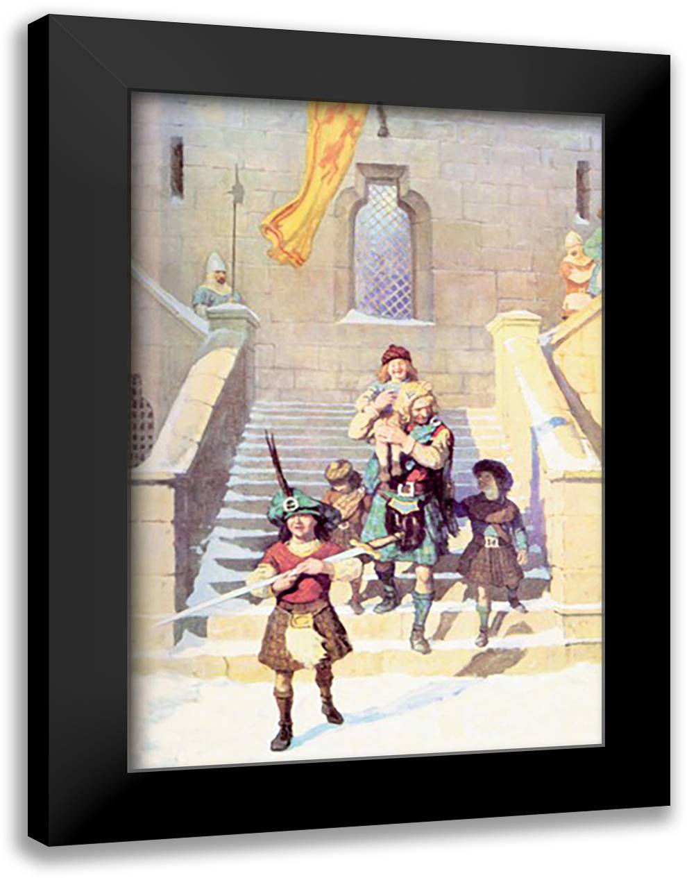 Wallace and the Children 16x22 Black Modern Wood Framed Art Print Poster by Wyeth, Newell Convers