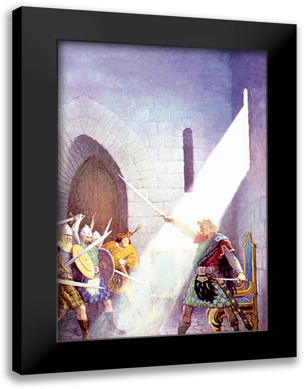 Wallace Draws the King's Sword 16x22 Black Modern Wood Framed Art Print Poster by Wyeth, Newell Convers