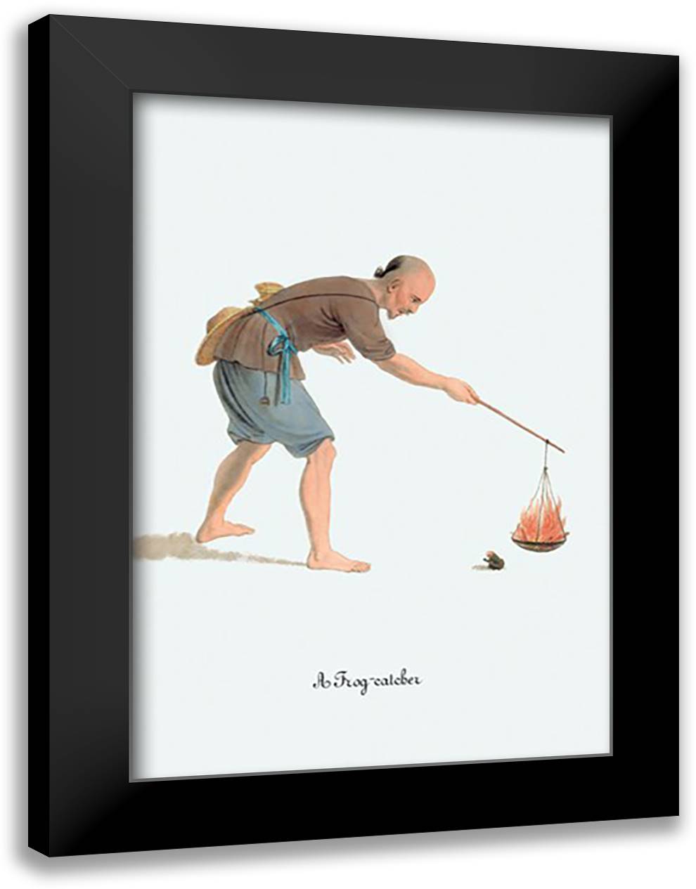 Frog-Catcher 16x22 Black Modern Wood Framed Art Print Poster by Malon, George Henry
