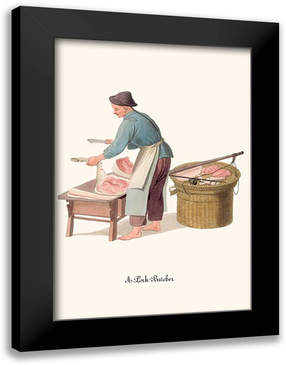 Pork Butcher 16x22 Black Modern Wood Framed Art Print Poster by Malon, George Henry