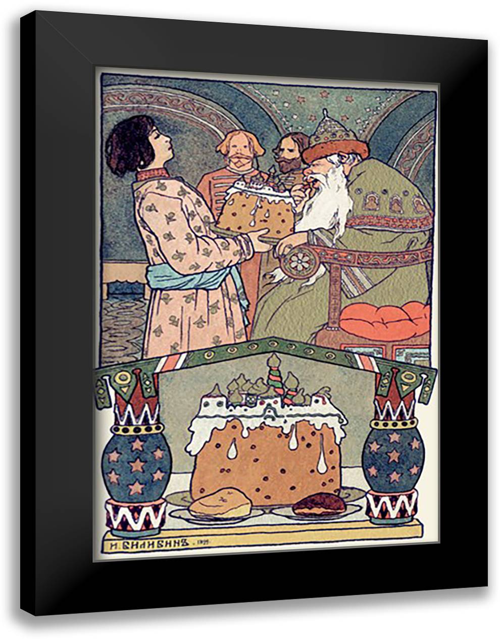 Meeting 16x22 Black Modern Wood Framed Art Print Poster by Bilibin, Ivan