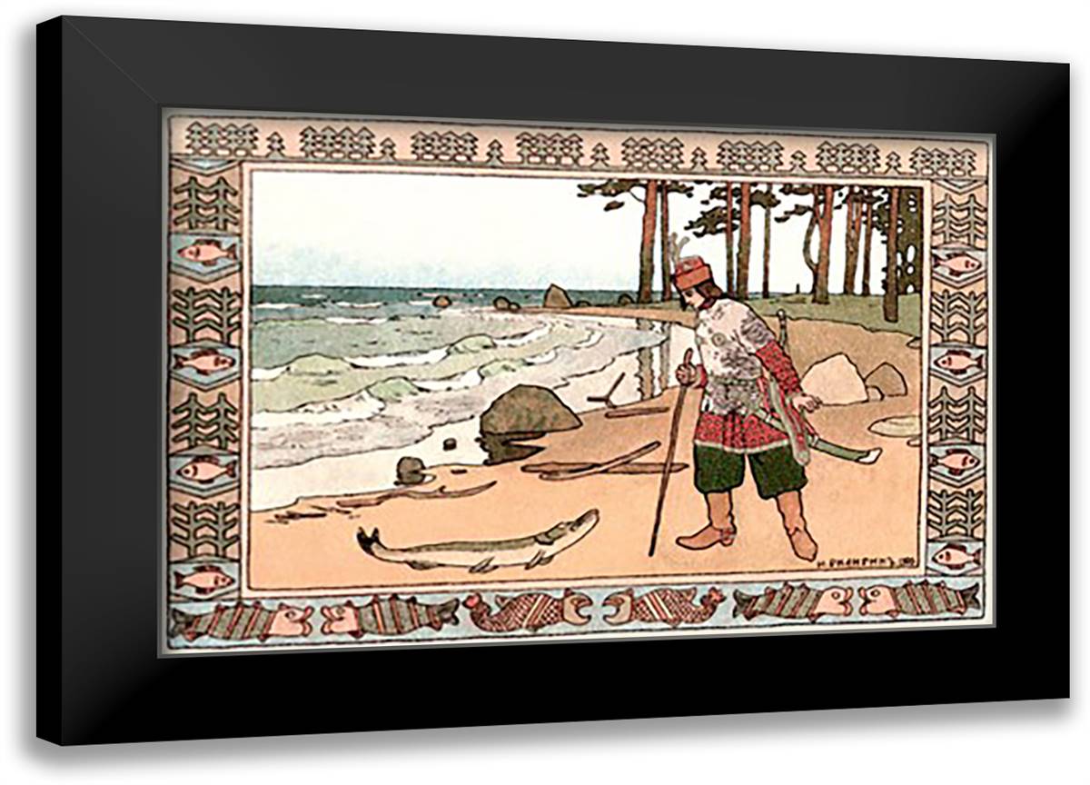 On the Shore 22x16 Black Modern Wood Framed Art Print Poster by Bilibin, Ivan