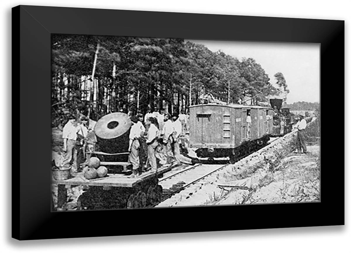 Movable Menace - the Railroad Mortar 22x16 Black Modern Wood Framed Art Print Poster