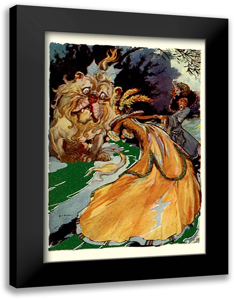 Cowardly Lion 16x22 Black Modern Wood Framed Art Print Poster by Neill, John R.