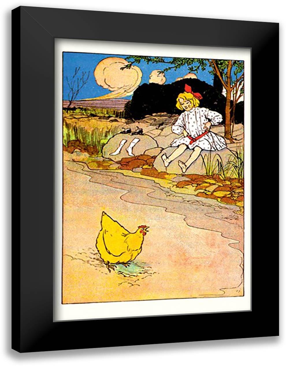 Dorothy and Hen 16x22 Black Modern Wood Framed Art Print Poster by Neill, John R.