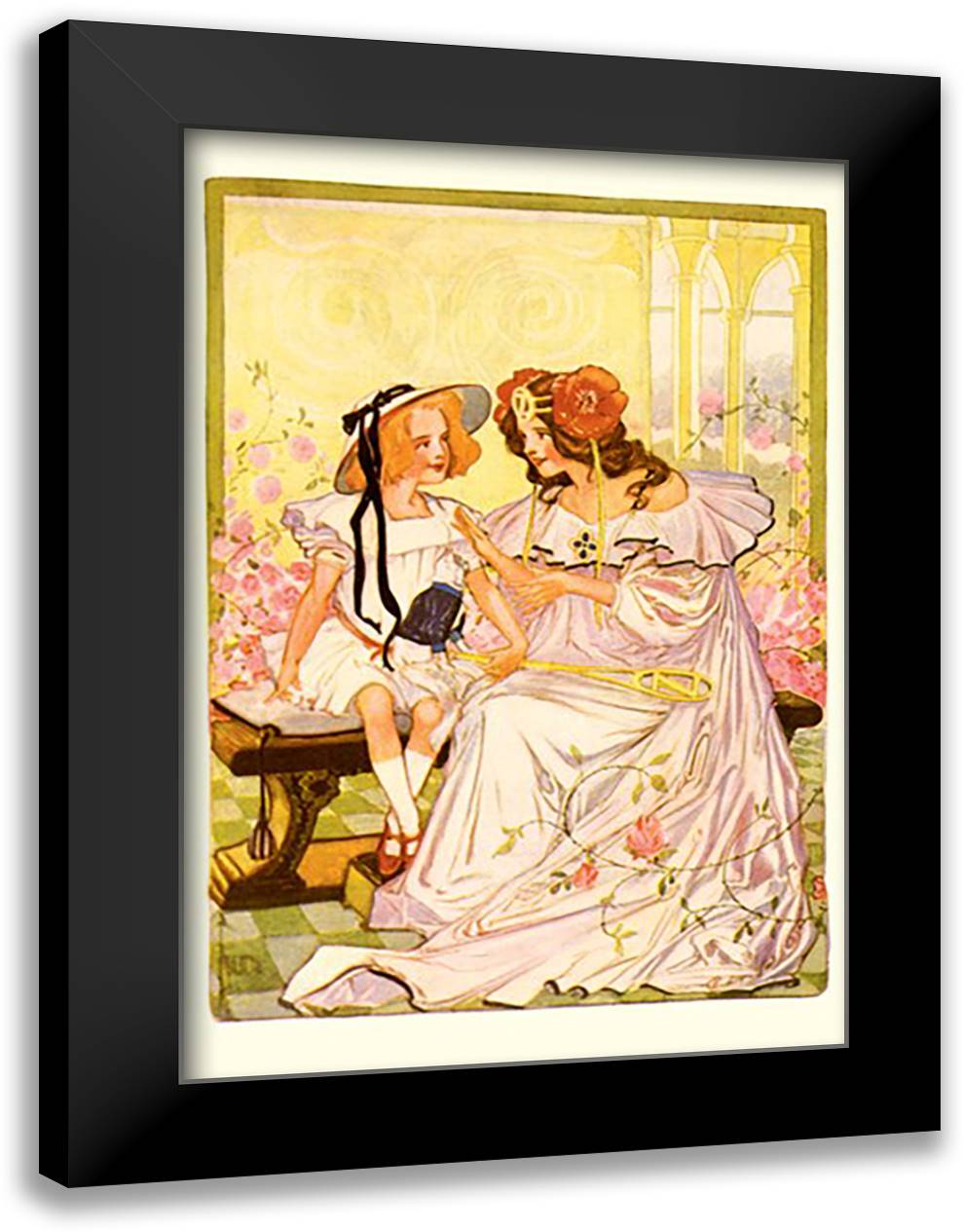 Dorothy and Ozma 16x22 Black Modern Wood Framed Art Print Poster by Neill, John R.