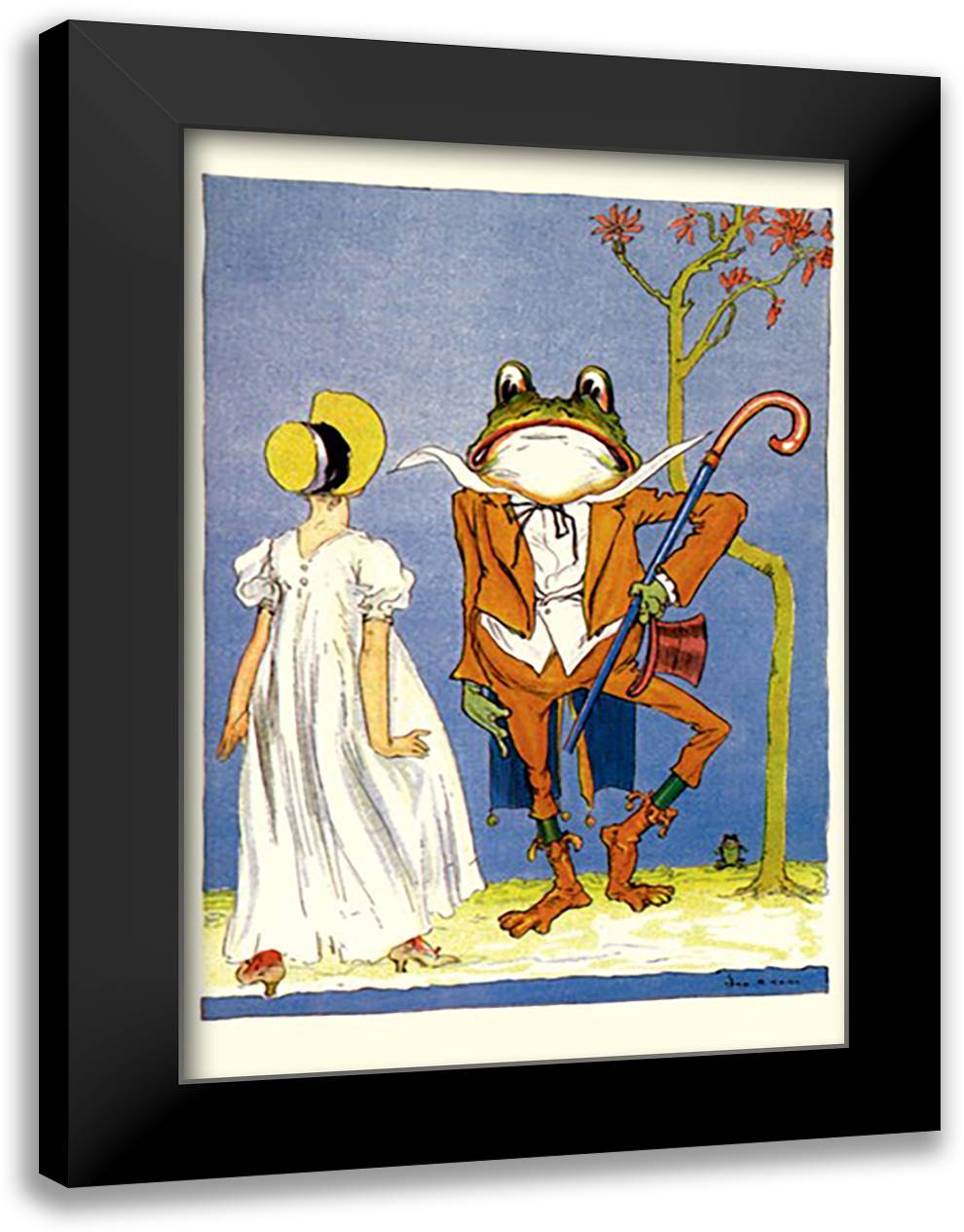 Dorothy and Frogman 16x22 Black Modern Wood Framed Art Print Poster by Neill, John R.