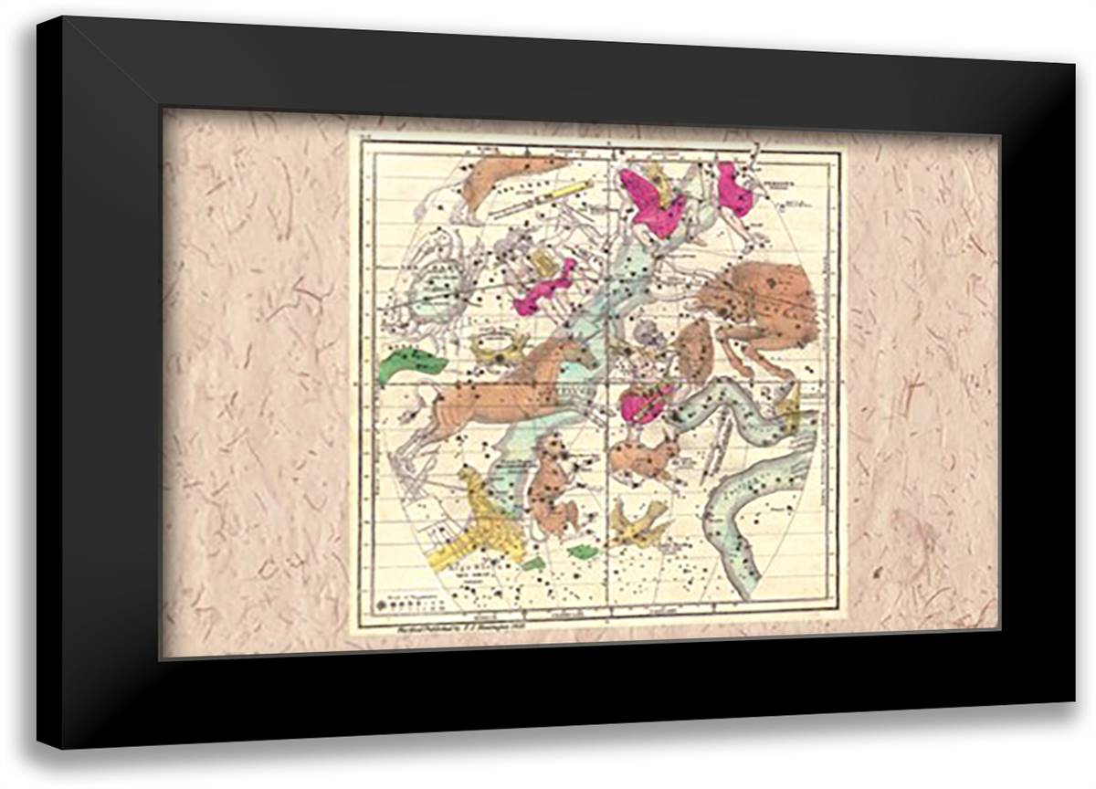 Constellations Including Orion 22x16 Black Modern Wood Framed Art Print Poster by Evans, W. G.