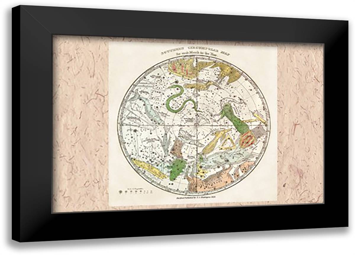 Southern Circumpolar Map 22x16 Black Modern Wood Framed Art Print Poster by Evans, W. G.