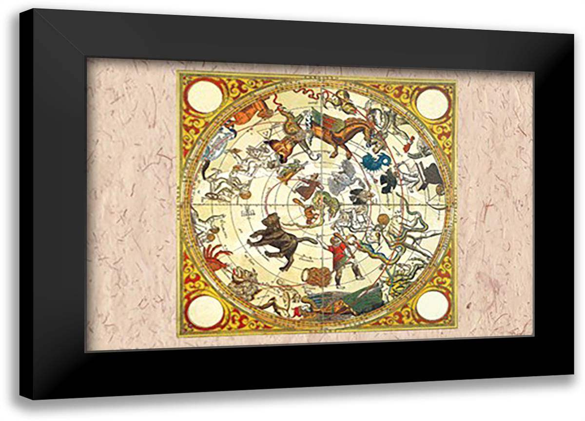 North Celestial Planisphere 22x16 Black Modern Wood Framed Art Print Poster by Rythen, Augustin