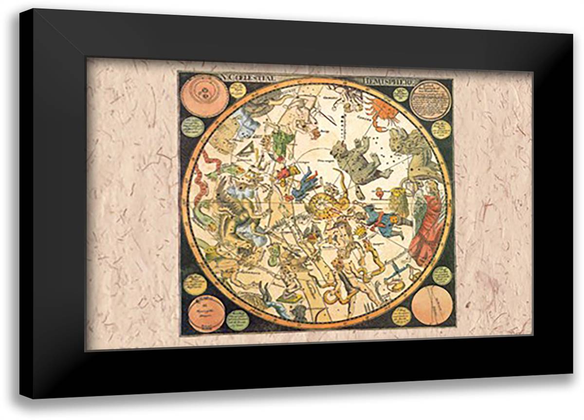 North Celestial Hemisphere 22x16 Black Modern Wood Framed Art Print Poster