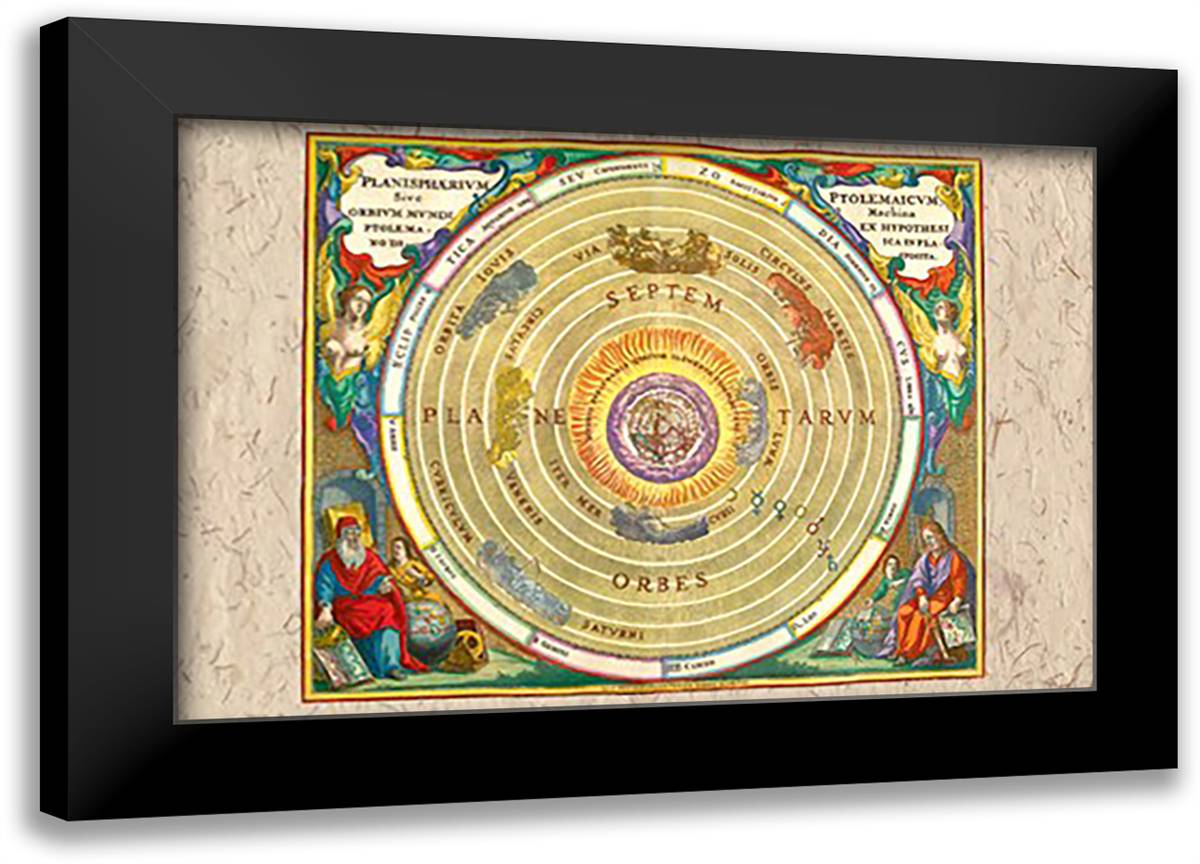 Ptolemaic Understanding of the Universe 22x16 Black Modern Wood Framed Art Print Poster by Cellarius, Andreas