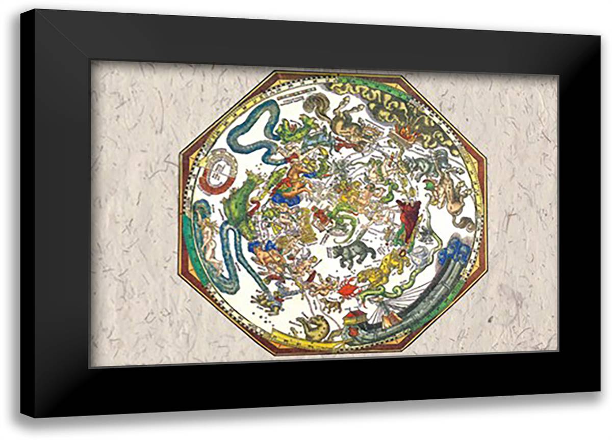 Celestial Sky #2 22x16 Black Modern Wood Framed Art Print Poster by Apianus, Petrus