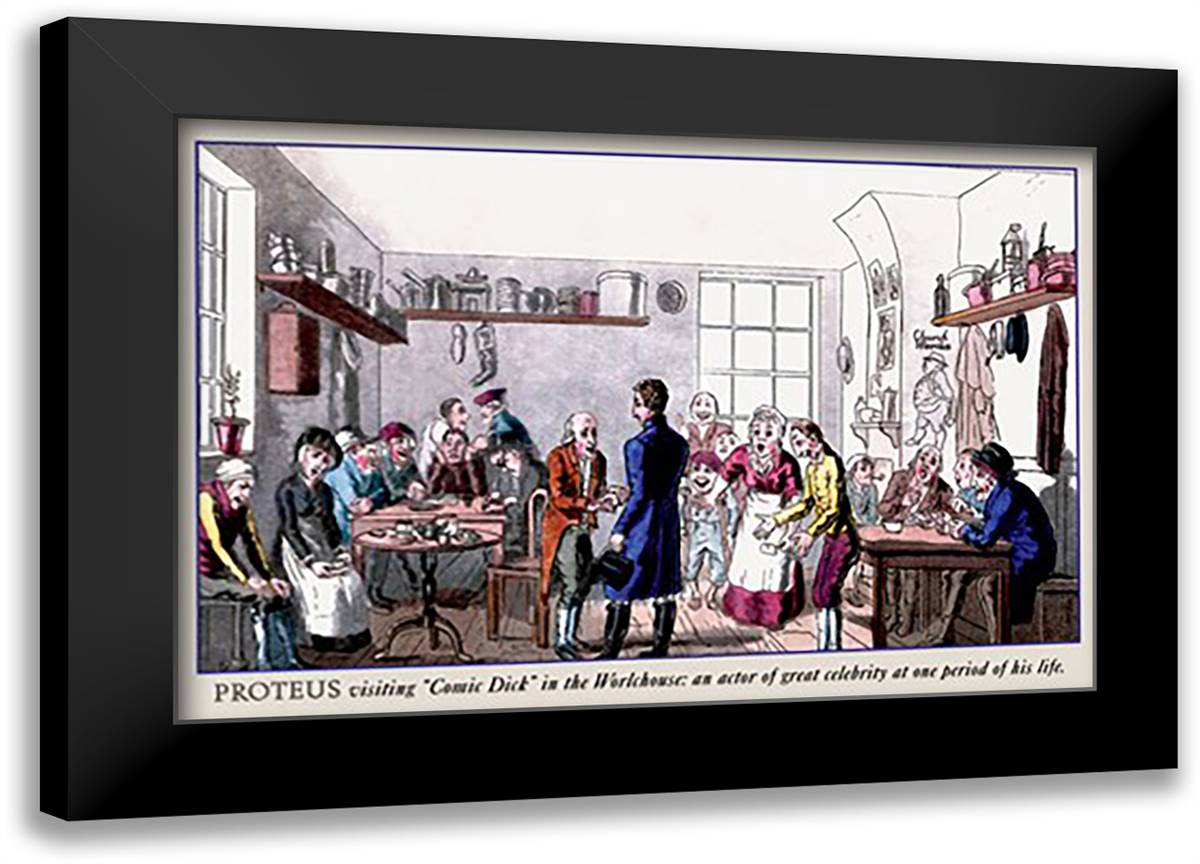 Proteus Visiting Comic Dick in the Workhouse 22x16 Black Modern Wood Framed Art Print Poster by Egan, Pierce