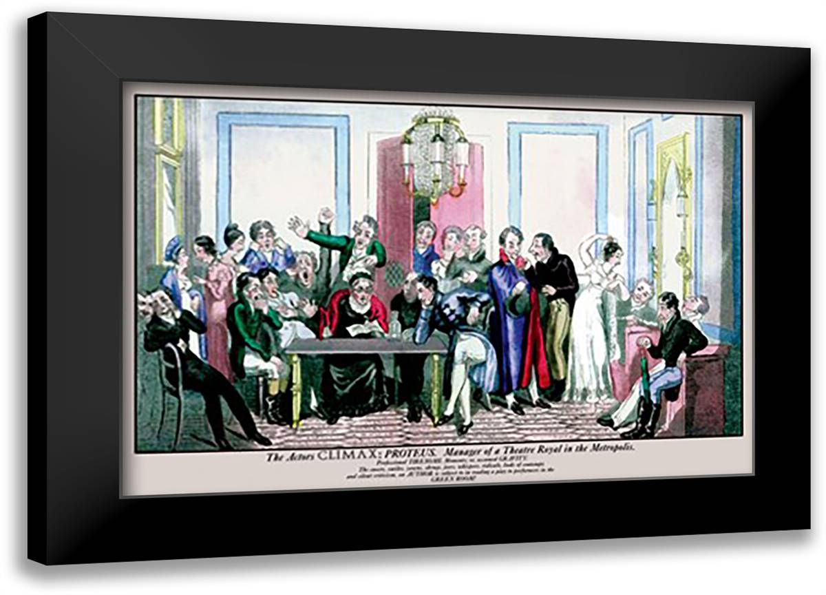 Actor's Climax: Proteus as Manager of a Theatre Royal in the Metropolis 22x16 Black Modern Wood Framed Art Print Poster by Egan, Pierce