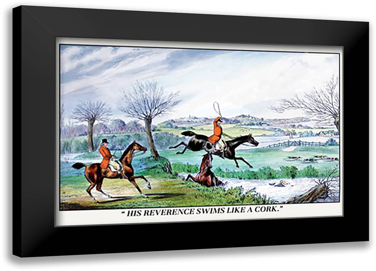 His Reverence Swims Like a Cork 22x16 Black Modern Wood Framed Art Print Poster by Alken, Henry Thomas