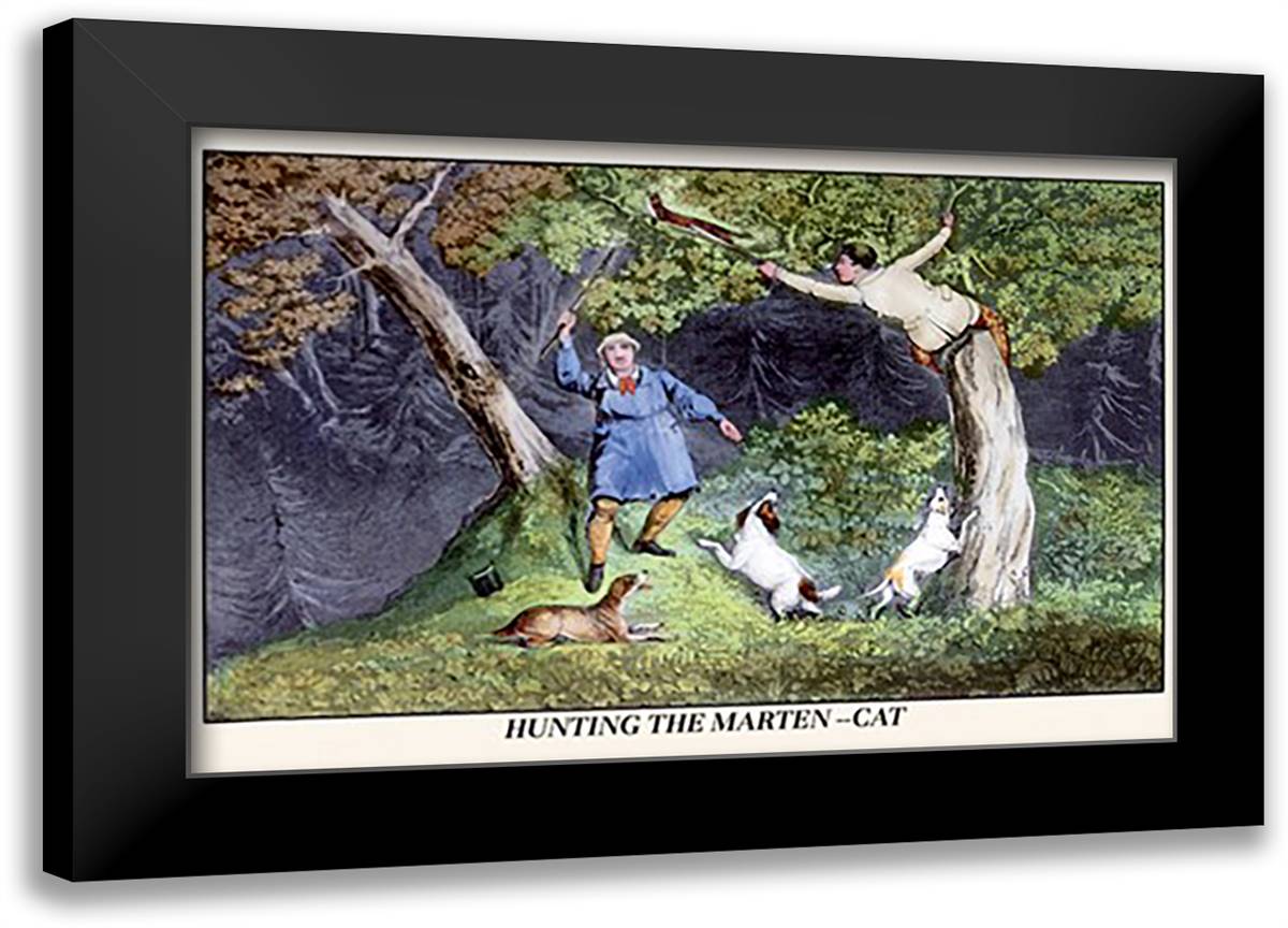 Hunting the Marten-Cat 22x16 Black Modern Wood Framed Art Print Poster by Alken, Henry Thomas