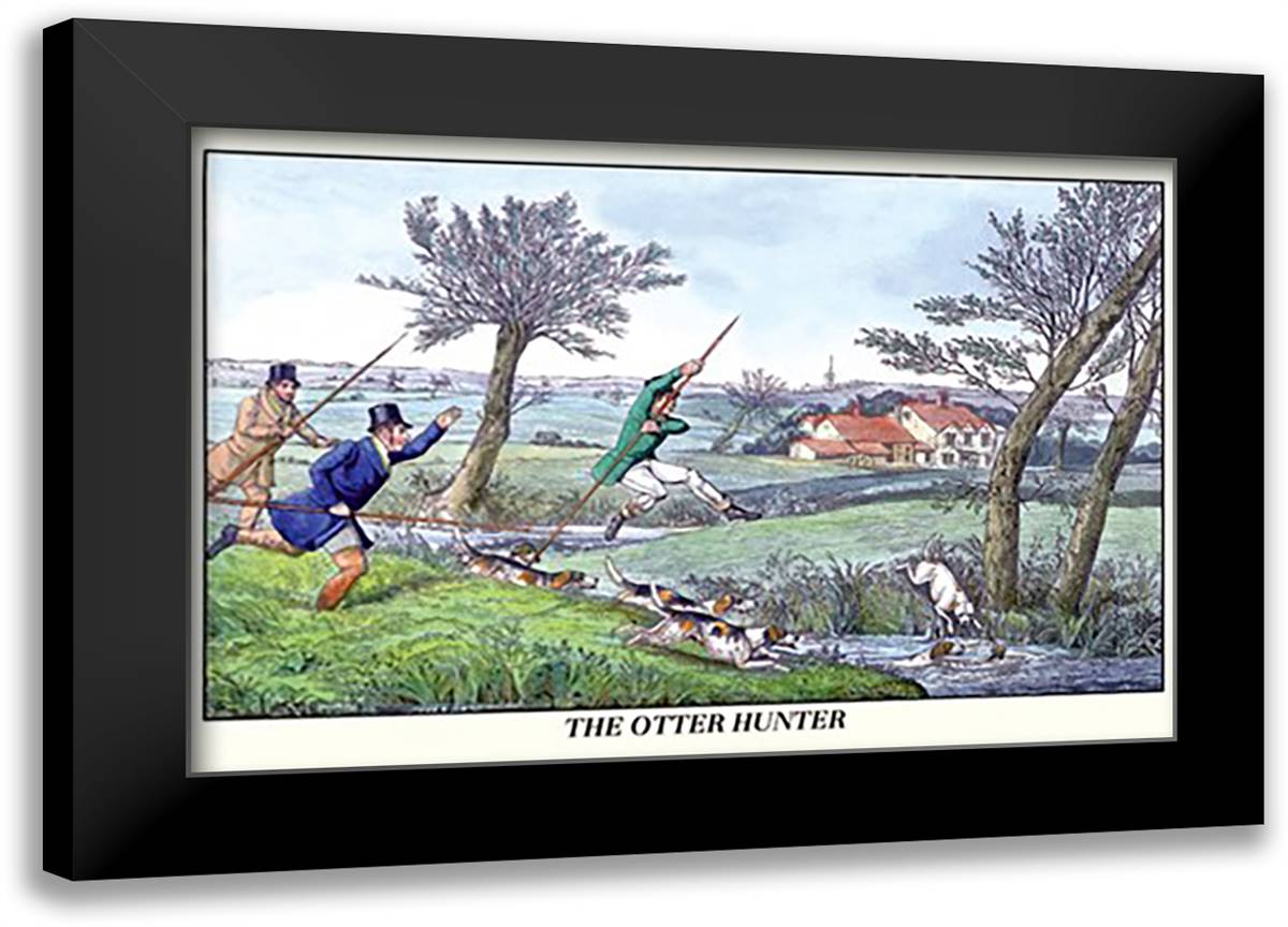 Otter Hunter 22x16 Black Modern Wood Framed Art Print Poster by Alken, Henry Thomas