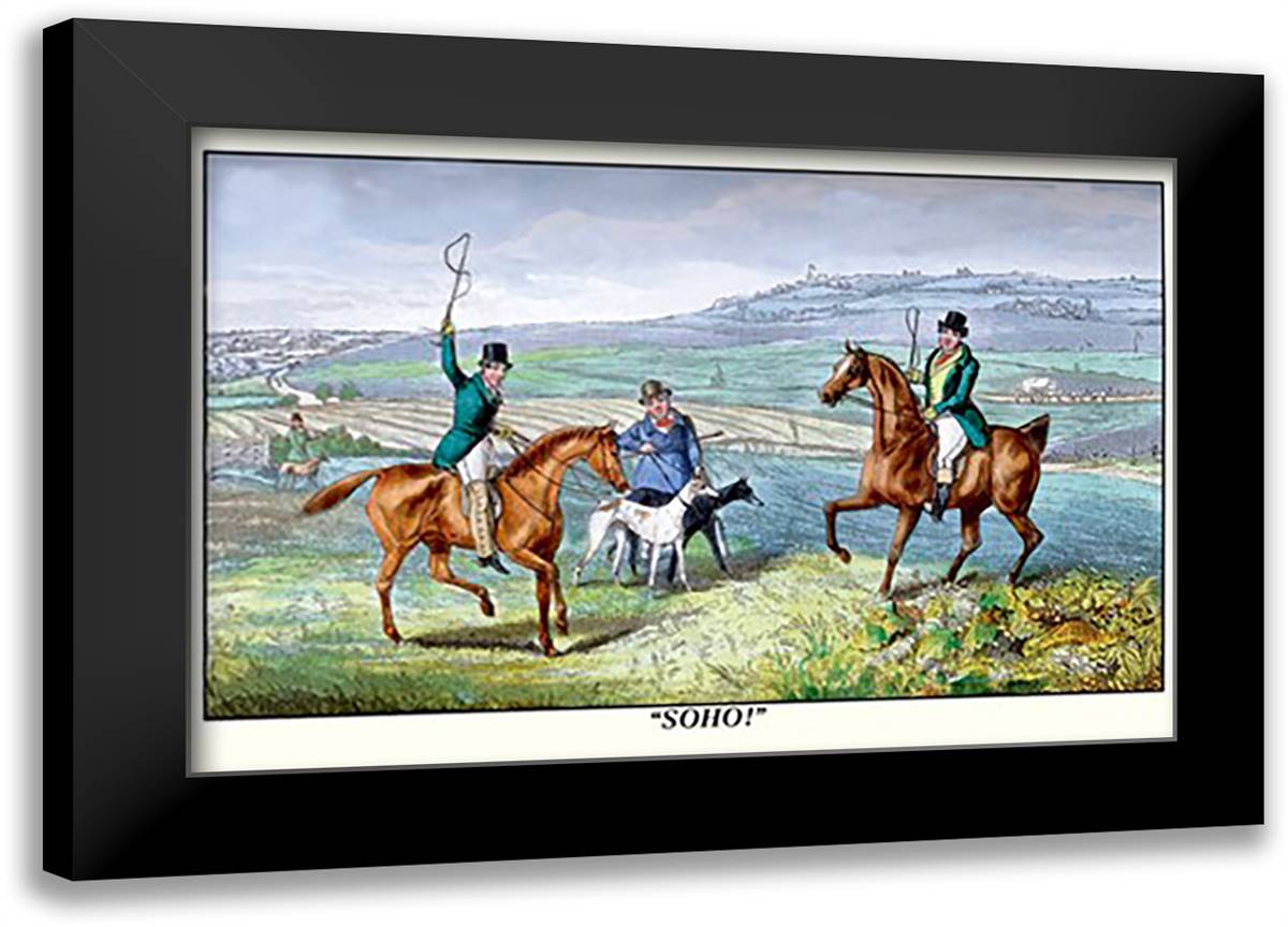 Horsemen Greeting 22x16 Black Modern Wood Framed Art Print Poster by Alken, Henry Thomas