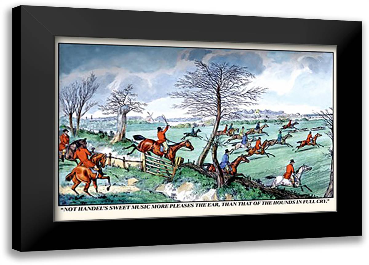 Hunters Race after the Hounds in Full Cry 22x16 Black Modern Wood Framed Art Print Poster by Alken, Henry Thomas